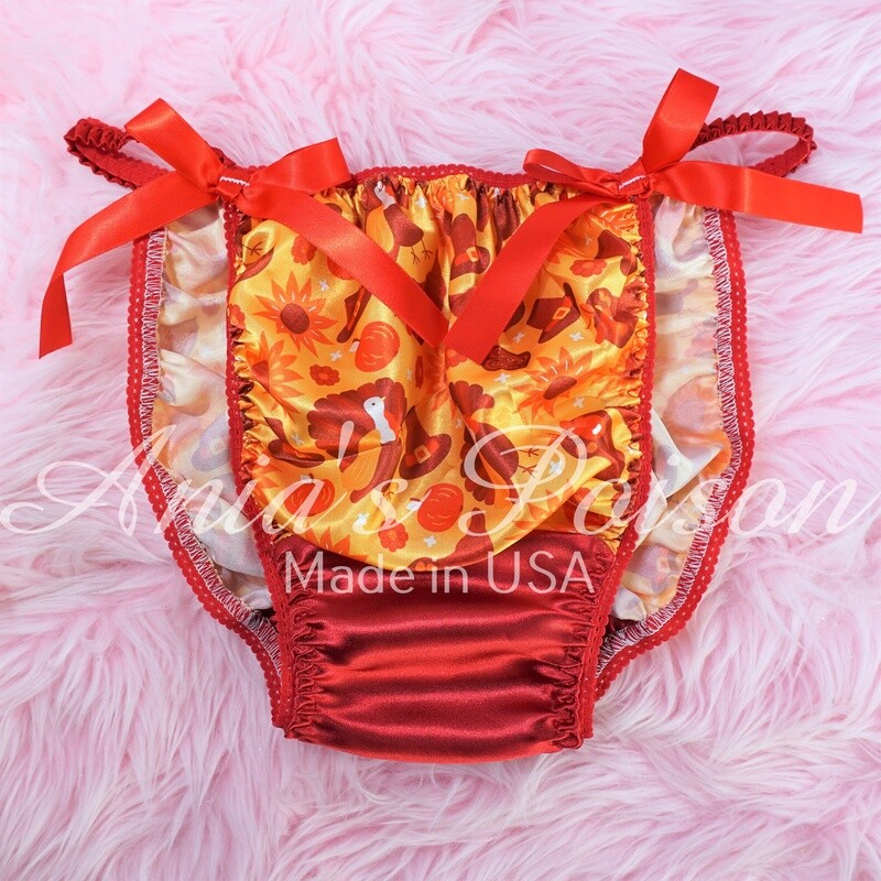 Ania's Poison Thanksgiving Panties 100% polyester Red Orange string bikini sissy mens underwear Turkey Pumpkin print panties M L XL FLASH SALE Ania's Poison Thanksgiving Panties 100% polyester Red Orange string bikini sissy mens underwear Turkey Pumpkin print panties M L XL FLASH SALE