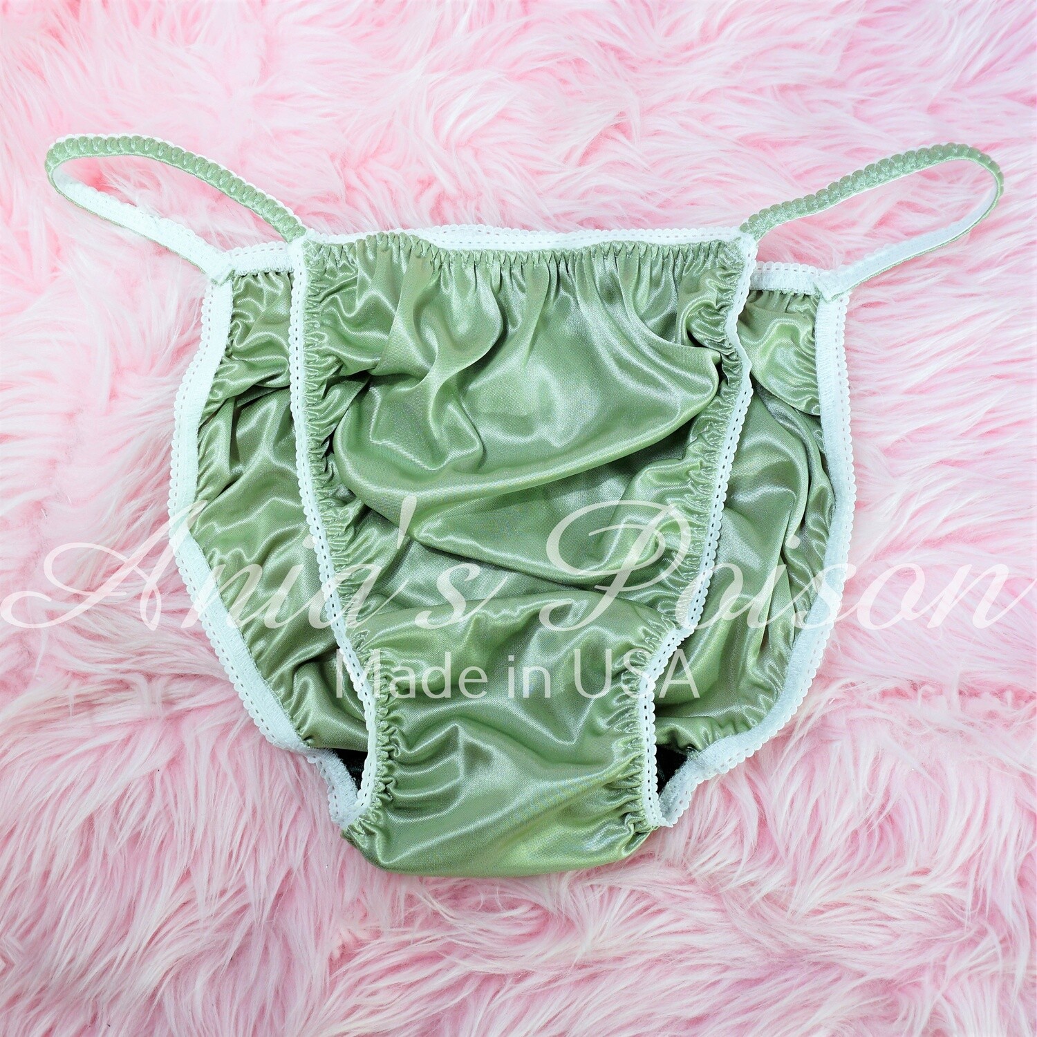 Ania's Poison Butter Soft SATIN MANties Rare Vintage Style Mint Green string bikini soft Sissy panties for men sz XXL FLASH SALE