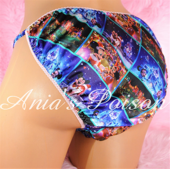 Ania's Poison Christmas MOUSE Magic Castle Print 100% polyester silky soft string bikini sissy mens underwear panties sz M