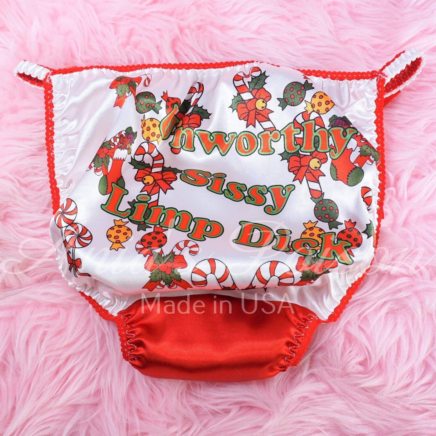 Ania's Poison cut String bikini shameless CHRISTMAS HUMILIATION Panties Naughty Text
UNWORTHY LIMP DICK Back Print!