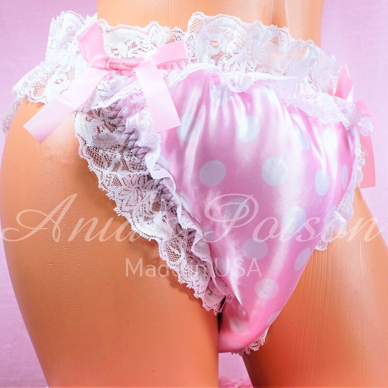 Sissy Double Padded Puffy BABY Waddle Maid Baby satin panties - Soft and silky - Valentines Day Limited Edition PolkA Dot