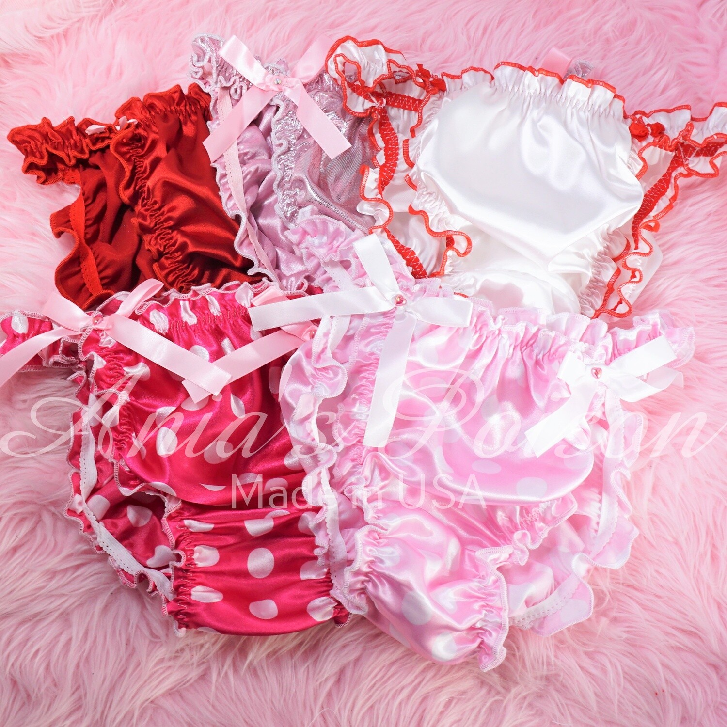 VALENTINES DAY Edition Ruffled SISSY PANTIES! Ruffled Frilly girly string bikini Satin mens panties - Oh The PINKS!