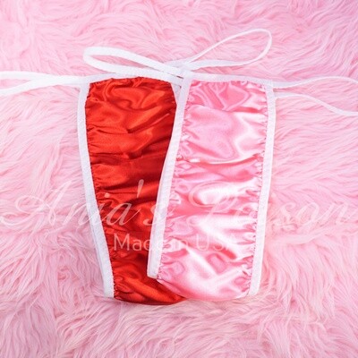 Anias Poison Valentine's satin Red or Pink RIO sissy gift tanga Narrow panties for men and women