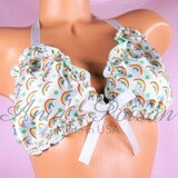 St Patricks Day Ruffled super shiny SATIN lined Shamrocks tie up halter triangle Unisex OS bra