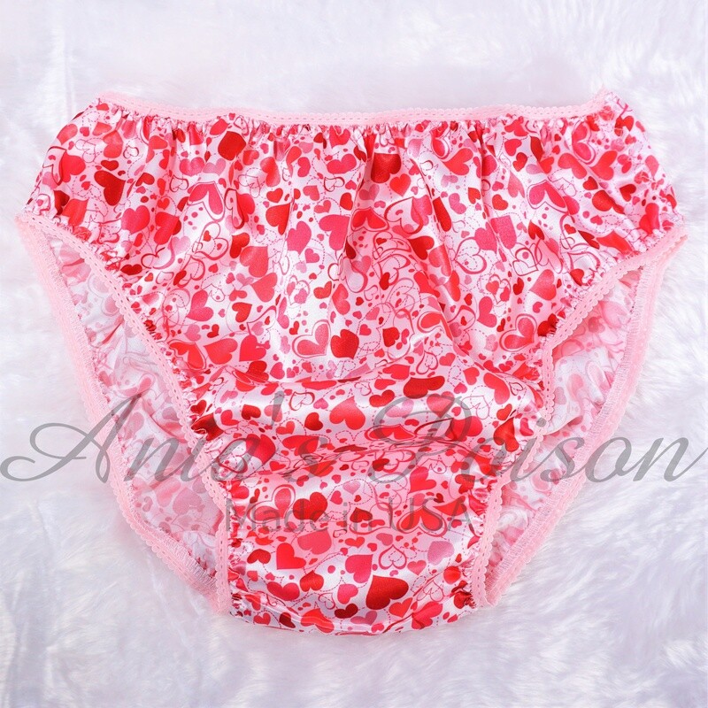 Anias Poison FULL Cut Valentines Day bikini Silky Soft satin lined front SISSY panties for men sz S - XXL