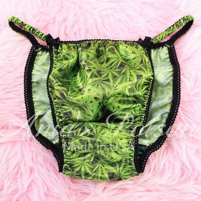 Satin Panties - Ania's Poison Cut sissy MENS SATIN 4-20 Weed Marijuana Shiny Silky wet look Mens string Bikini panties S- XXL