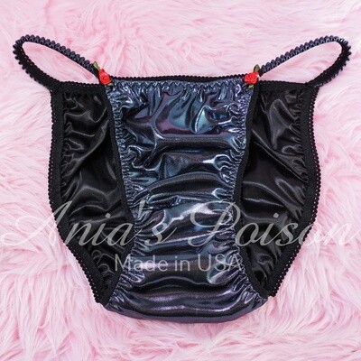CLASSY CUT  DEAD STOCK - S M ONLY-  Ladies Foil PEWTER wetlook sissy Metallic panties String bikini