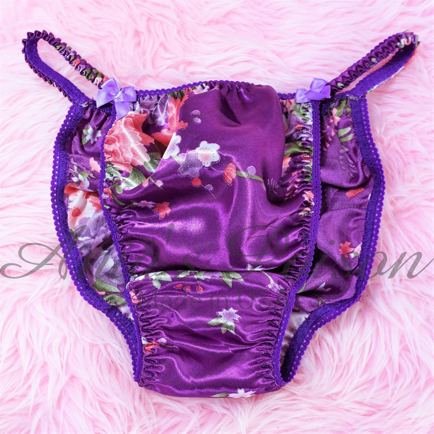 Ania S Poison Manties Purple Asian Print Floral 100 Polyester String Bikini Sissy Mens