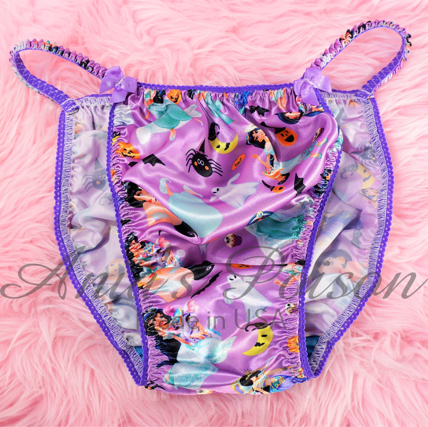 SALE Halloween Print JASMINE Princess Costumes 100% polyester SATIN string bikini sissy mens underwear panties