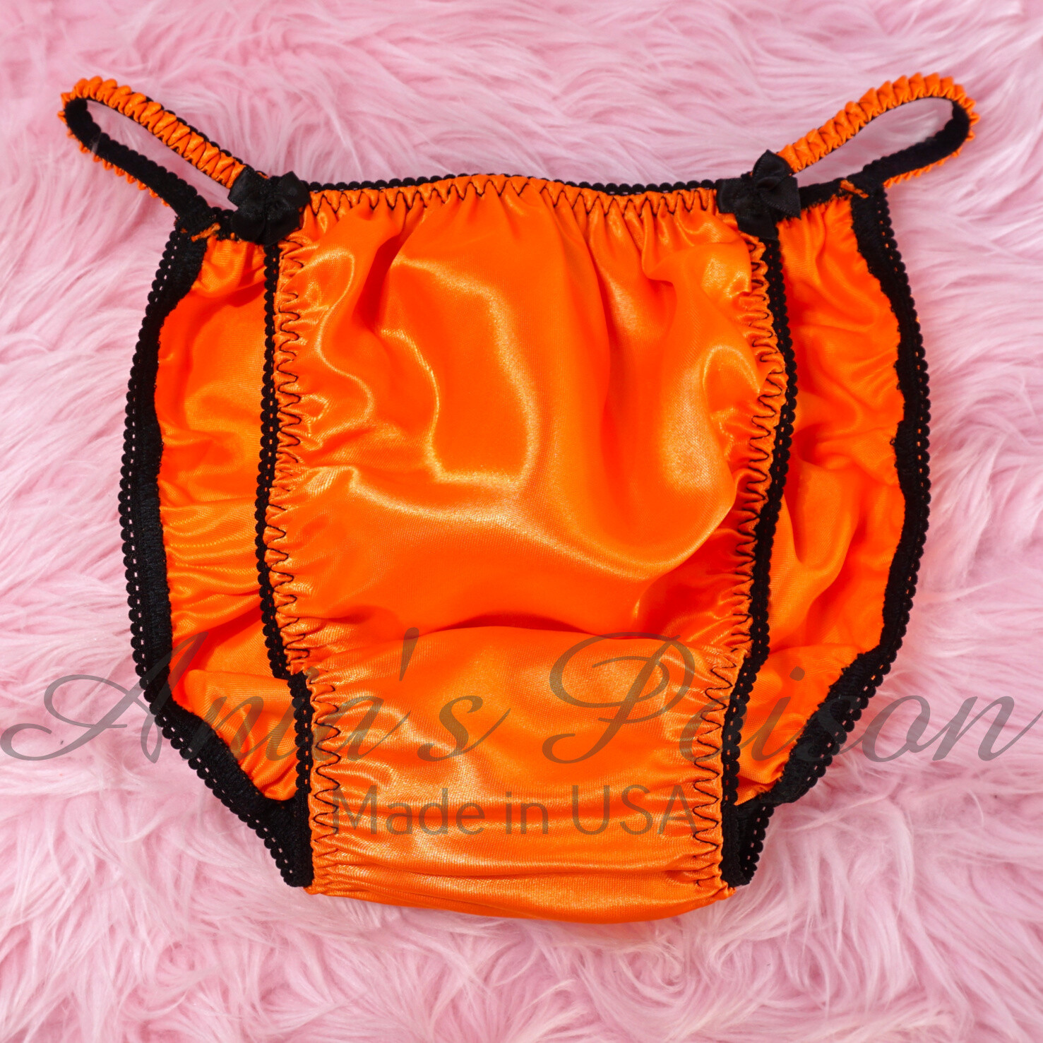 Satin Panties for Men Halloween ORANGE 100% polyester SATIN string bikini panties Ania's poison Cut
