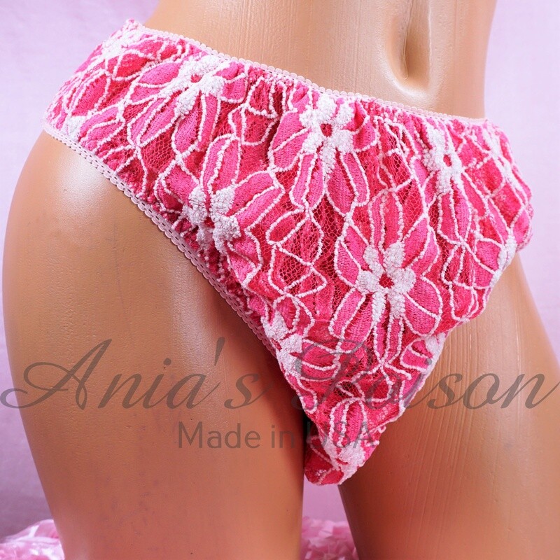 SALE Anias Poison FULL Cut Soft FLORAL LACE Pink Full bikini SISSY panties for men S M/L Only Dead Stock