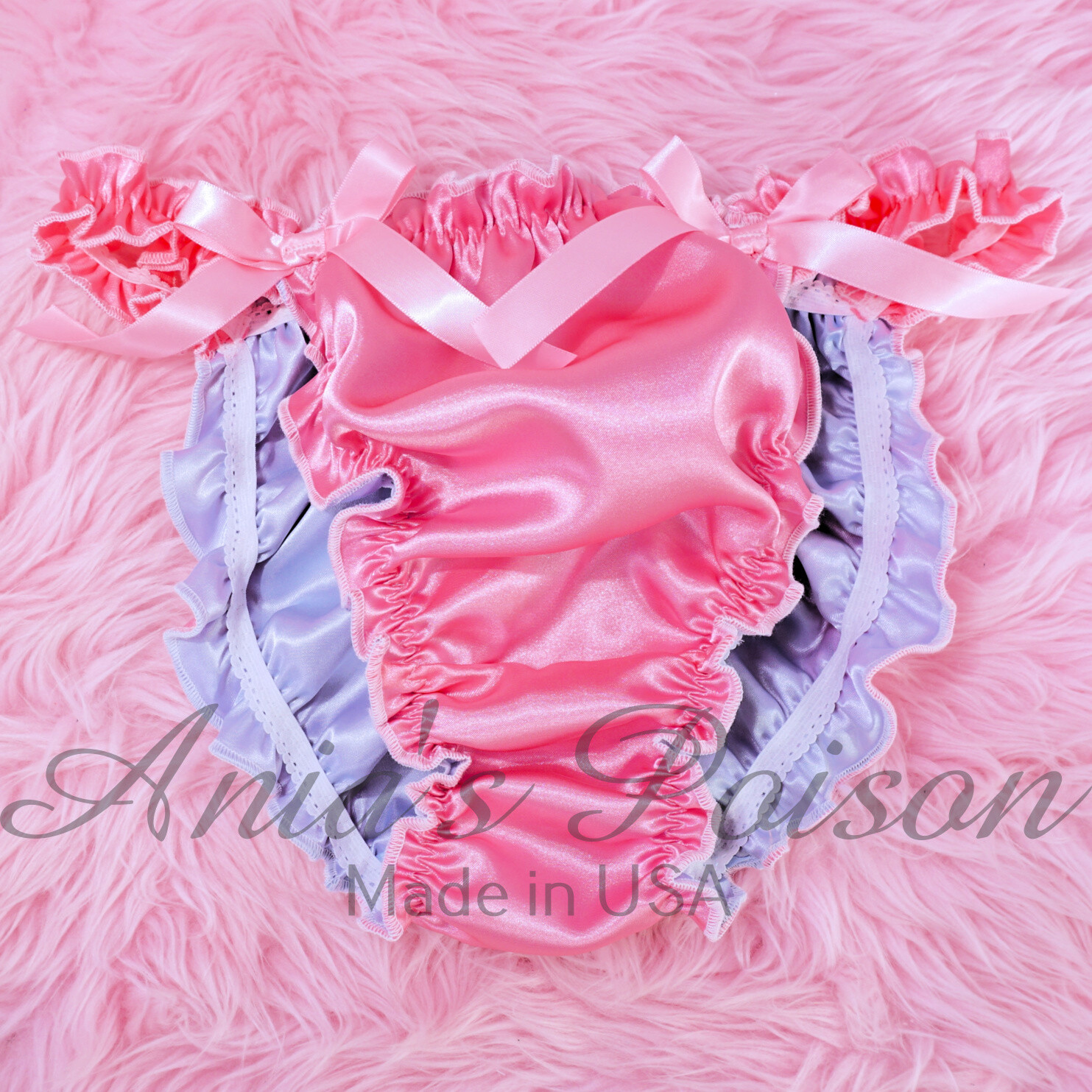 Anias Poison MANties satin shiny MENS sissy ruffled double lined matching side panties-