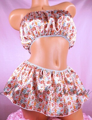 Christmas Ania's Poison Sissy men's SATIN wetlook Blue Pink Gingerbread House matching 100% polyester silky soft Bandeau Bra and/or mini Skirt OS Christmas Ania's Poison Sissy men's SATIN wetlook Blue Pink Gingerbread House matching 100% polyester silky soft Bandeau Bra and/or mini Skirt OS
