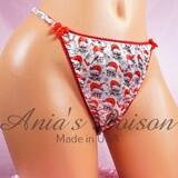 Christmas Lace Duchess sissy panties SANTA SKULLS 80's cut satin wet look WOMEN'S panties sz 6 7 8