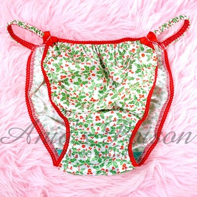Christmas HOLLY Ania's Poison sissy MENS SATIN Christmas wet look Men's Red holiday panties sz S-XXL