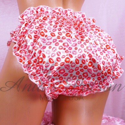 Kisses Valentines Day Ruffle SISSY PANTIES!  Ruffled Frilly girly string bikini Satin mens panties Pink S-XXL