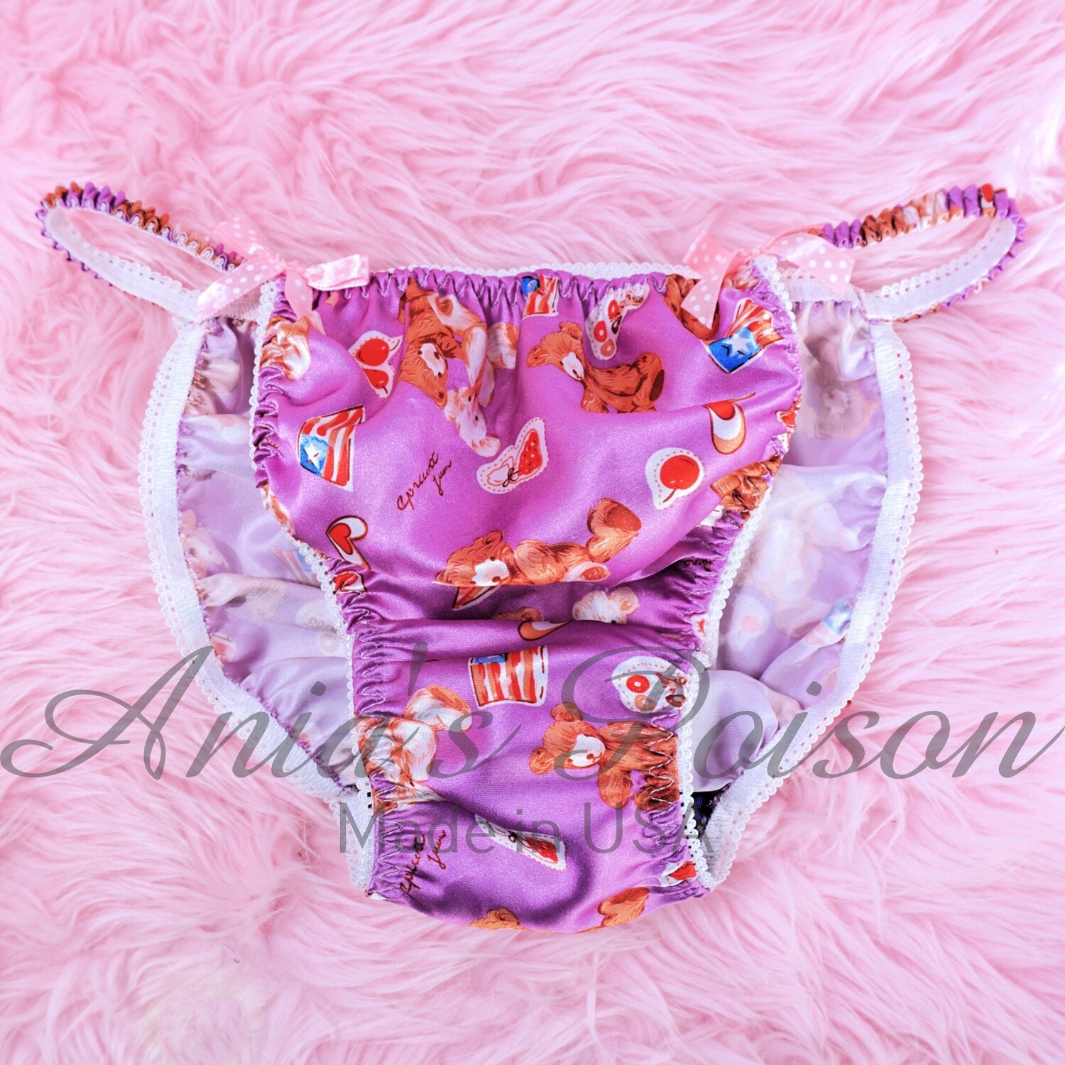 Ania's Poison MANties M XL XXL Valentines Bears cartoons Rare 100% polyester string bikini sissy mens underwear panties