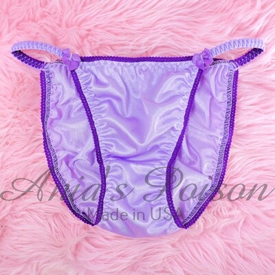 SALE LAST ONES Lace Duchess Classic 80's cut Antron NYLON Tricot Lilac Vintage Style ladies string bikini panties sz M ONLY