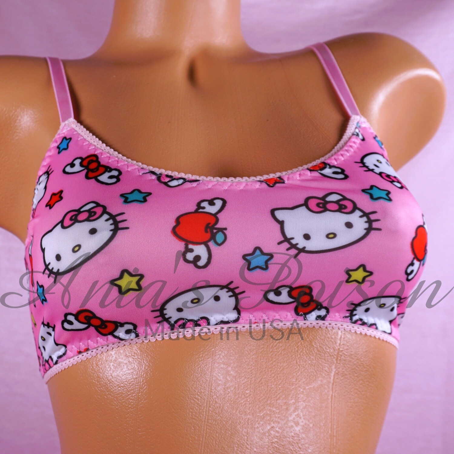 Little Pink Kitty Stretch Spandex BRA! size S/M or L/XL or XXL – Store –  Ania's Poison