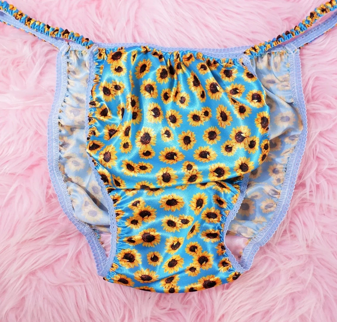 Ania's Poison Sunflower Blue Summer polyester string bikini sissy mens underwear panties S M only