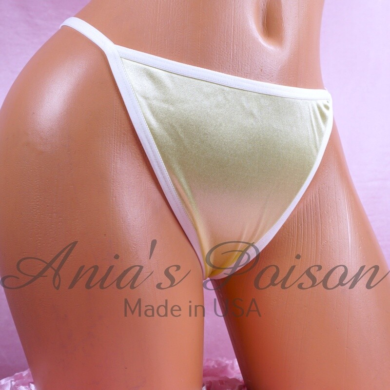 Yellow Buttery stretch ladies String Thong satin panties M/L