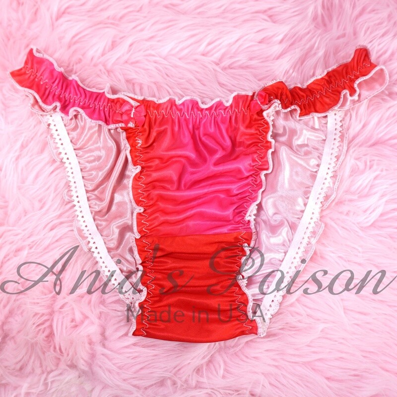 SUPER limited Hot Pink Ombre Red Small front MENS Ruffle panties sz XL Only - Dead Stock