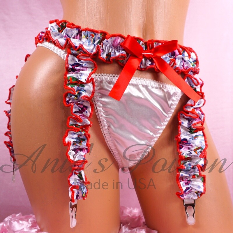 PONIES Ruffled Red White Limited Edition frilly ruffled garter OS CHRISTMAS