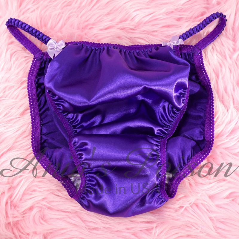 Ania's Poison String Bikini Deep Purple S - XXL shiny Rare 100% polyester string bikini sissy mens underwear panties