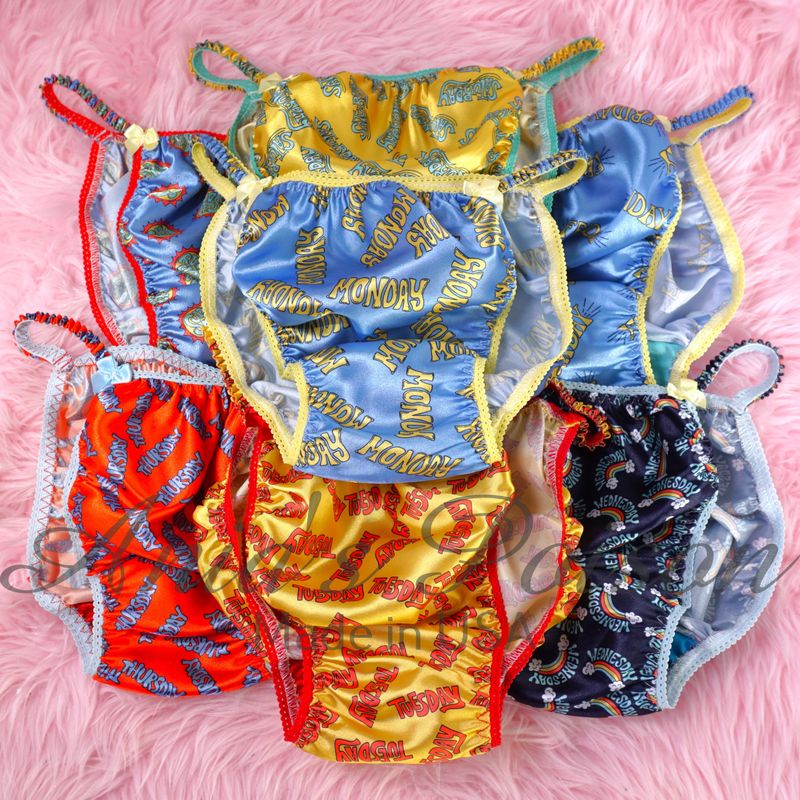 MENS Ania's Poison Cut - Days of the week Monday - Sunday Satin Silky string bikini panties S - XXL