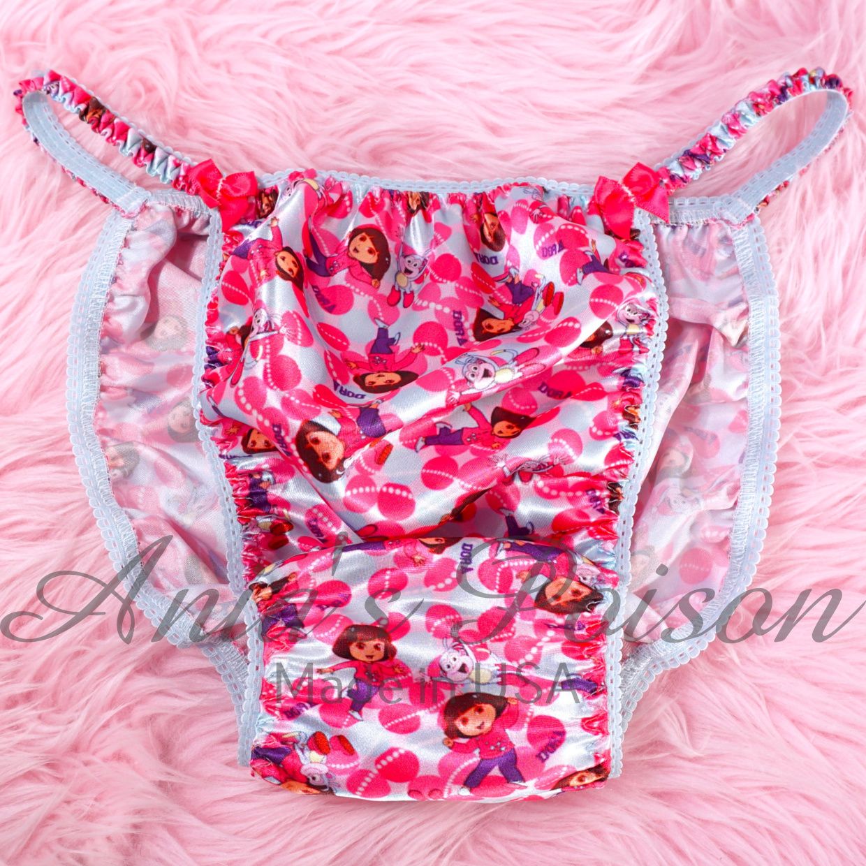 Ania's Poison Explorer Cartoon Character PINK 100% polyester string bikini sissy mens underwear panties or Set S - XXL