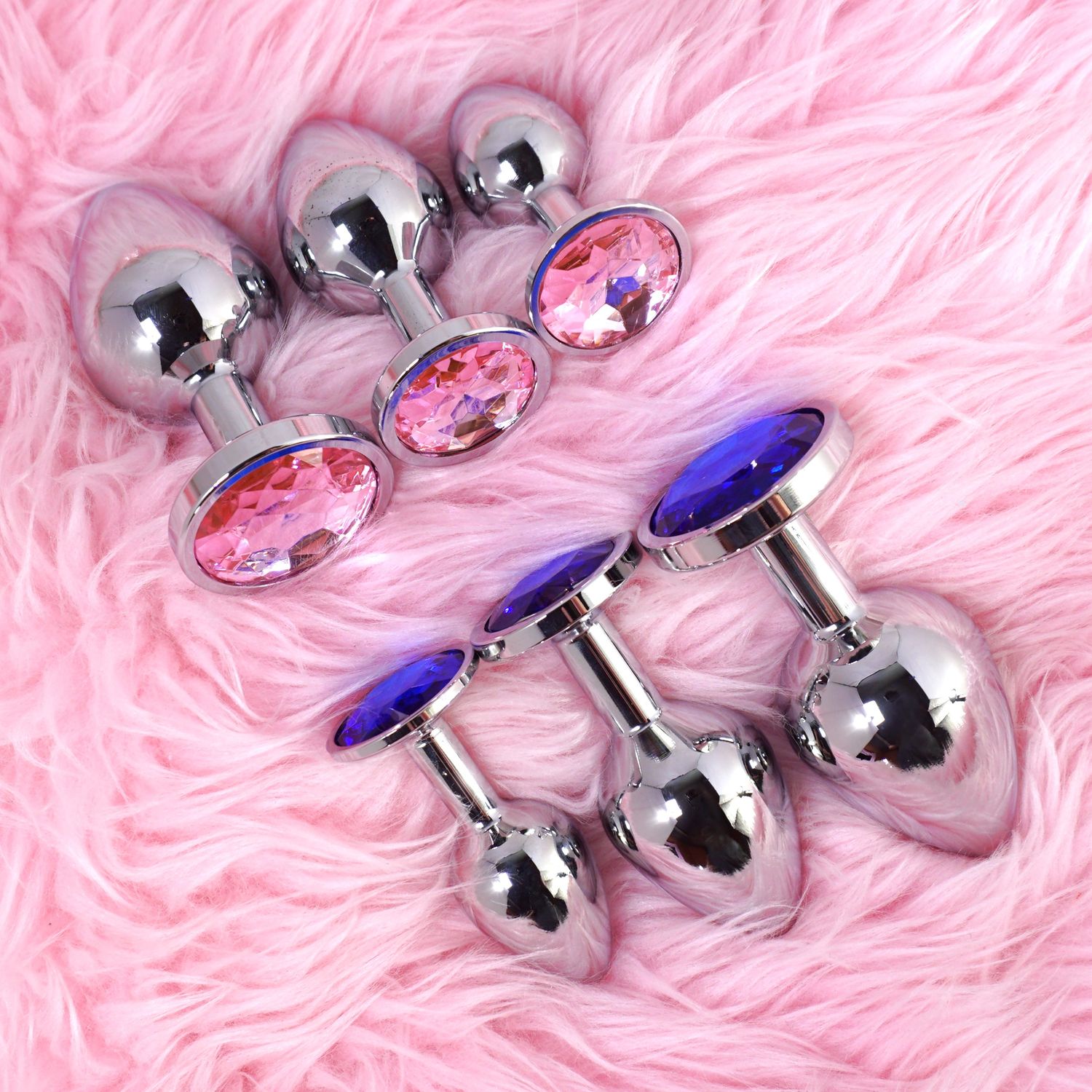 Adult Toy plug Small, Medium or Large Blue and Pink Butt Anal Toy Plugs Stainless Steel