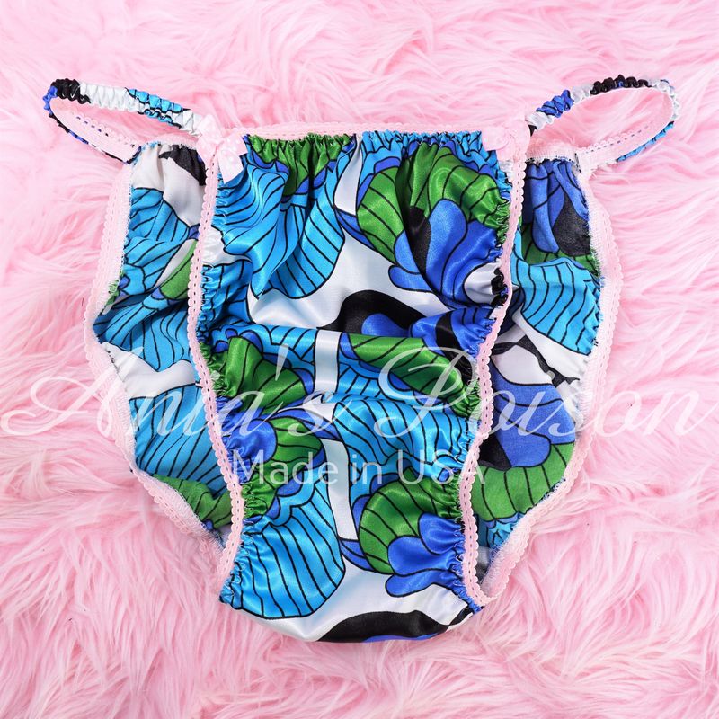Exclusive Ania's Poison Butter Blue Hippie Print Silky Smooth, Butter Soft floral string bikini panties like Joe the Boxer for Sissy MEN! DEAD STOCK S-XXL