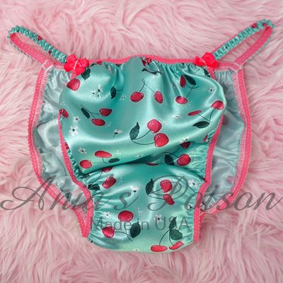 Ania's Poison Teal Cherry Print RARE Spring Edition 100% polyester string bikini sissy mens underwear panties S - XXL