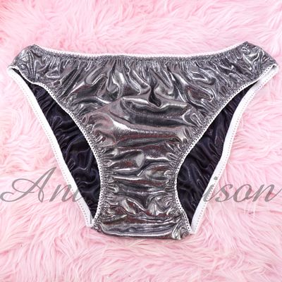 Anias Poison Full bikini cut Silver Navy Metallic Foil front lined SISSY panties for men MANTIES sz M/L Deadstock LAST CHANCE Anias Poison Full bikini cut Silver Navy Metallic Foil front lined SISSY panties for men MANTIES sz M/L Deadstock LAST CHANCE