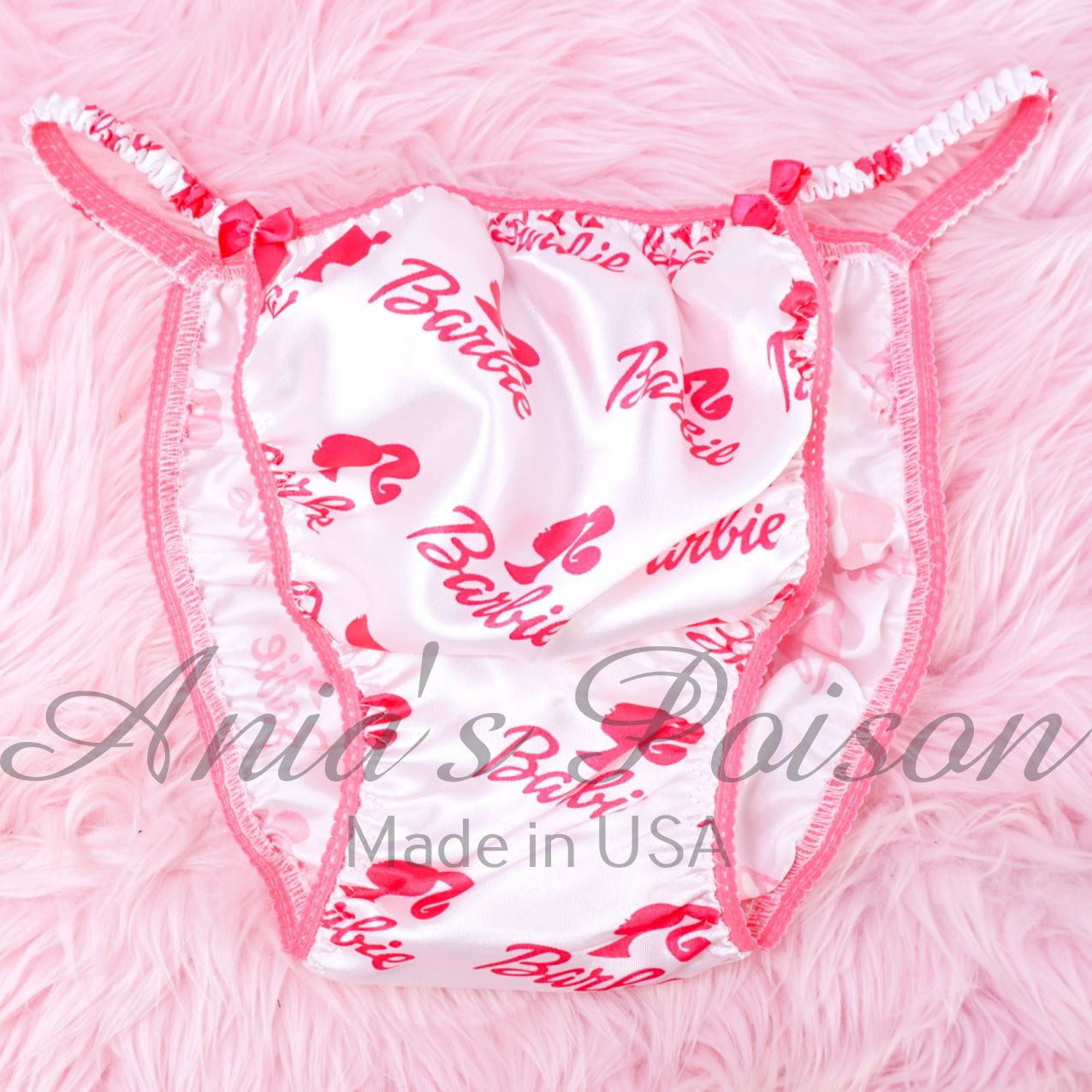 Pink Dolly Ania's Poison Cut sissy MENS SATIN Beautiful Shiny Silky wet look Mens string Bikini panties