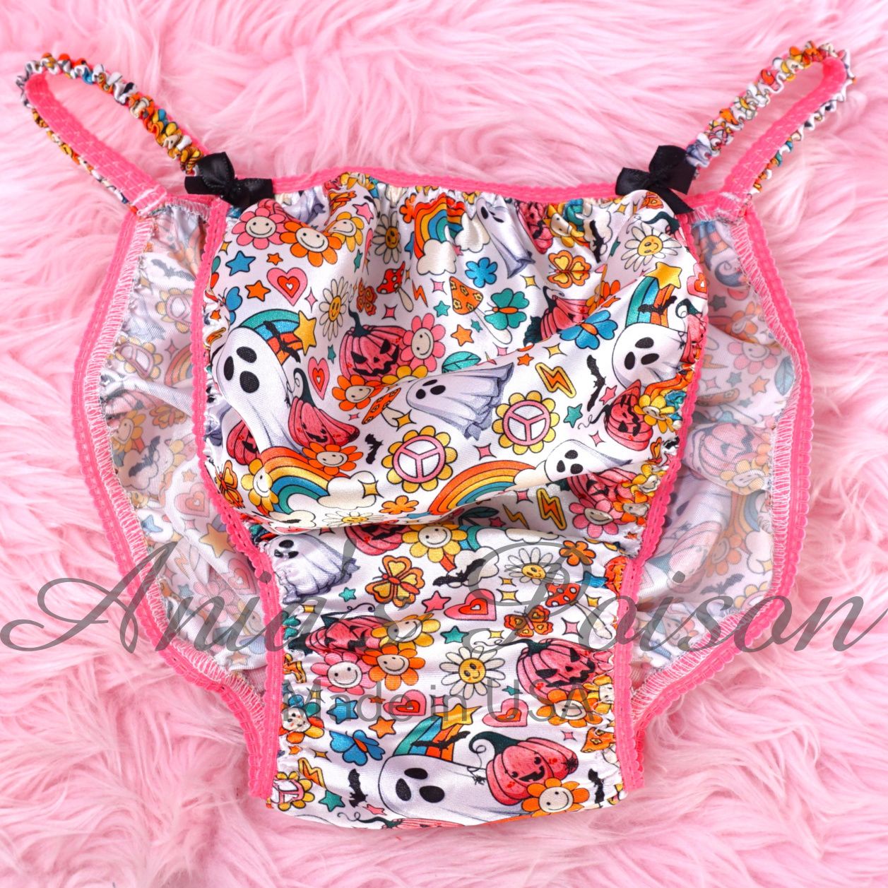 Satin Panties for Men Halloween Print Many Colors 100% polyester SATIN string bikini panties Ania's poison Cut