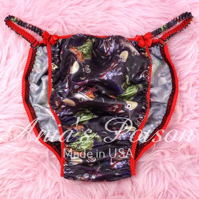 Satin Panties for Men Halloween Jack Sally Nightmare 100% polyester SATIN string bikini panties Ania's poison Cut S - XXL