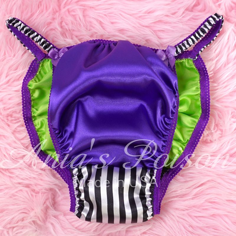Satin Panties for Men Halloween Limited Edition Beetlejuice 100% polyester SATIN string bikini panties Ania's poison Cut