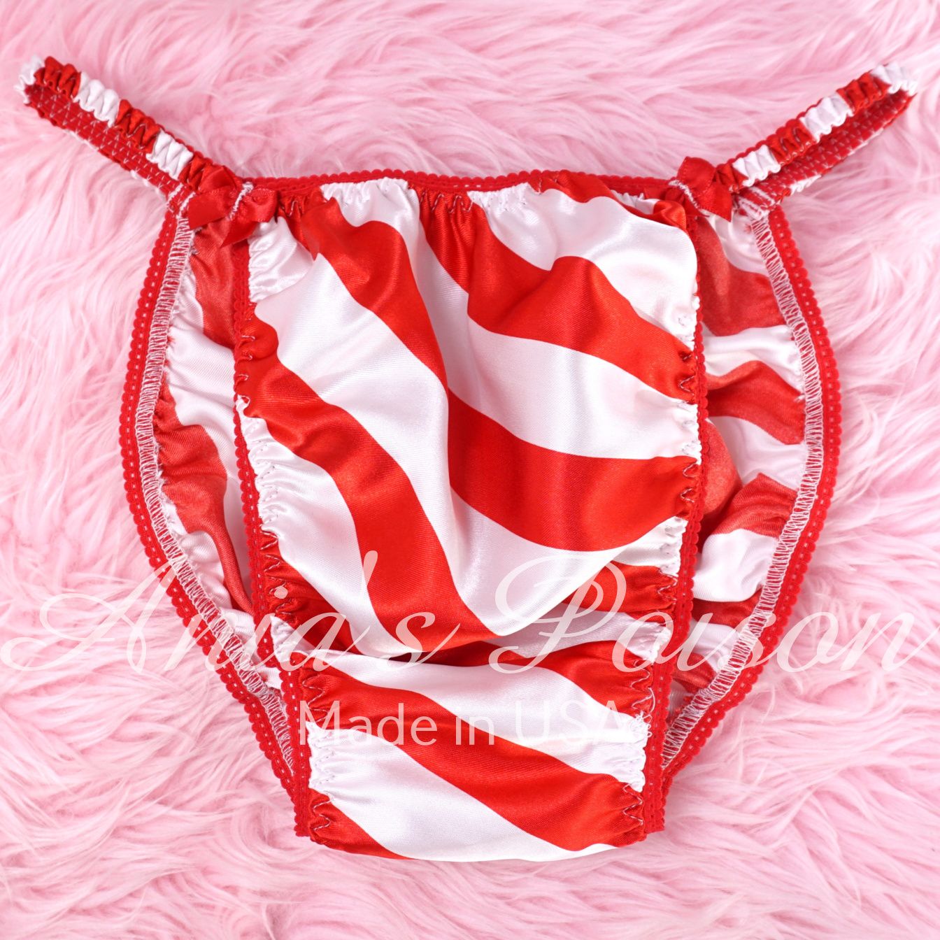 Ania's Poison Christmas Edition Candy Cane 100% polyester string bikini sissy mens underwear panties