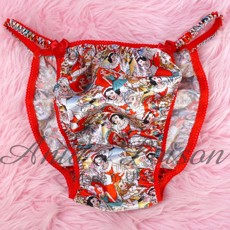 Ania's Poison Christmas Princess colorful print 100% polyester silky soft string bikini sissy mens underwear panties