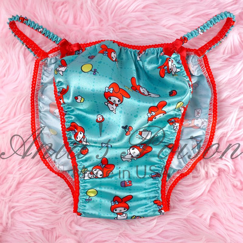 Ania's Poison Christmas Kawaii Bunny Print 100% polyester silky soft string bikini sissy mens underwear panties RARE