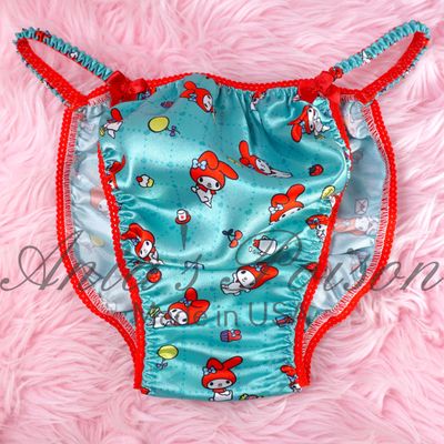 Ania's Poison Christmas Kawaii Bunny Print 100% polyester silky soft string bikini sissy mens underwear panties RARE