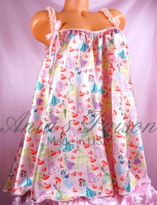 Valentines Day Princess Hearts - Mini Satin Frilly Sissy Maid Night gown dress - Super Rare - OS