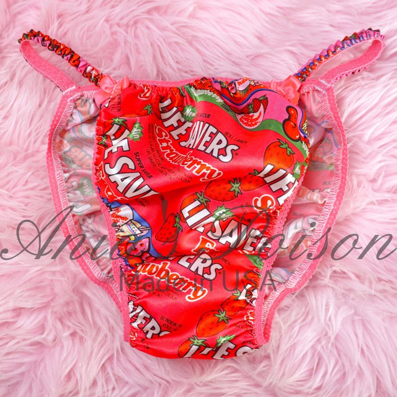 NOSTALGIA Bubble Life Savers Bubblegum Ania's Poison Cut sissy MENS SATIN Beautiful Shiny Silky wet look Mens holiday string Bikini panties NOSTALGIA Bubble Life Savers Bubblegum Ania's Poison Cut sissy MENS SATIN Beautiful Shiny Silky wet look Mens holiday string Bikini panties