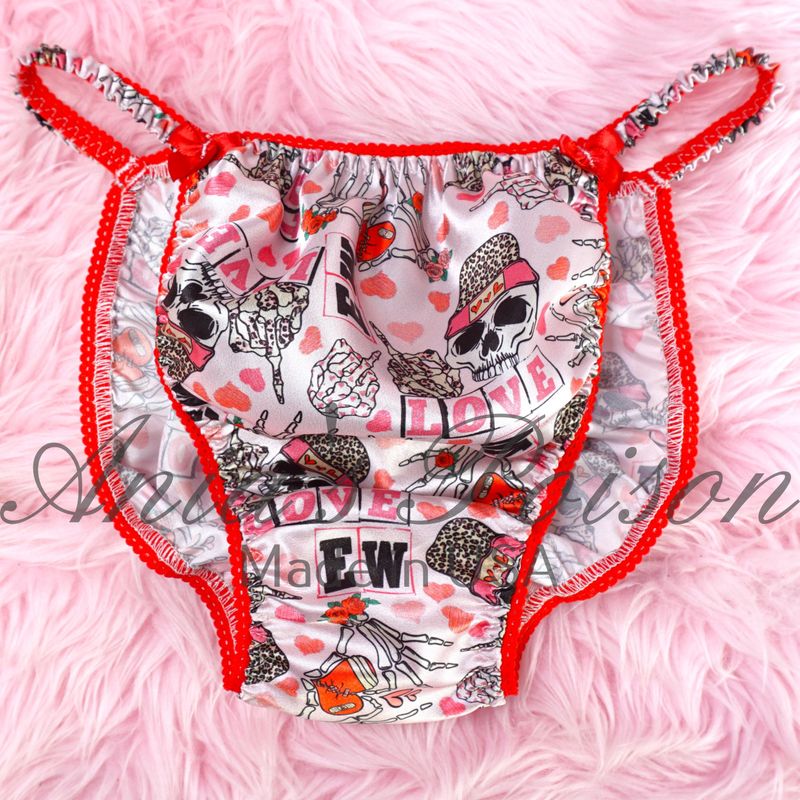 Ania's Poison Love is DEAD EW sissy MENS SATIN Beautiful Shiny Silky wet look Mens Pink  Black string Bikini panties S-XXL