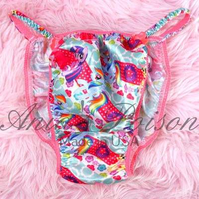 Satin Mens Sissy My Little Pony rainbow Pony 100% polyester string bikini mens underwear panties S - XXL ponies