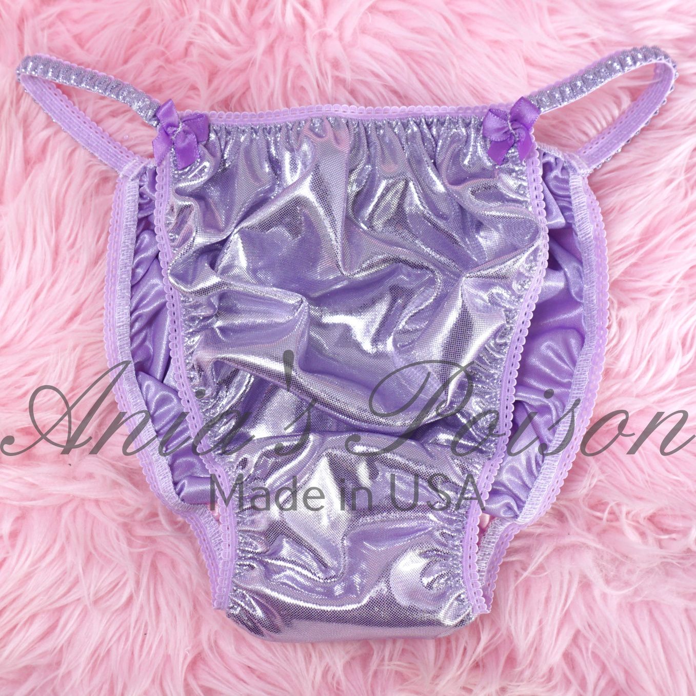 MENS Anias Poison cut WETLOOK Lilac FOIL shiny metallic Limited Edition String Bikini Panties S-XXL