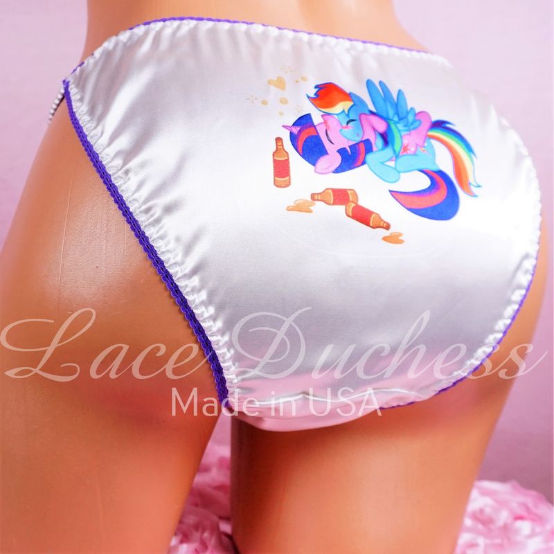 Sissy Satin Pony Panties Rare sexy Pinky pie Rainbow Dash or Apple Jack My little ponies Naughty Bronies Satin string bikini panties - S-XXL -Men's & Women's - 3 Cut Options! Sissy Satin Pony Panties Rare sexy Pinky pie Rainbow Dash or Apple Jack My little ponies Naughty Bronies Satin string bikini panties - S-XXL -Men's & Women's - 3 Cut Options!