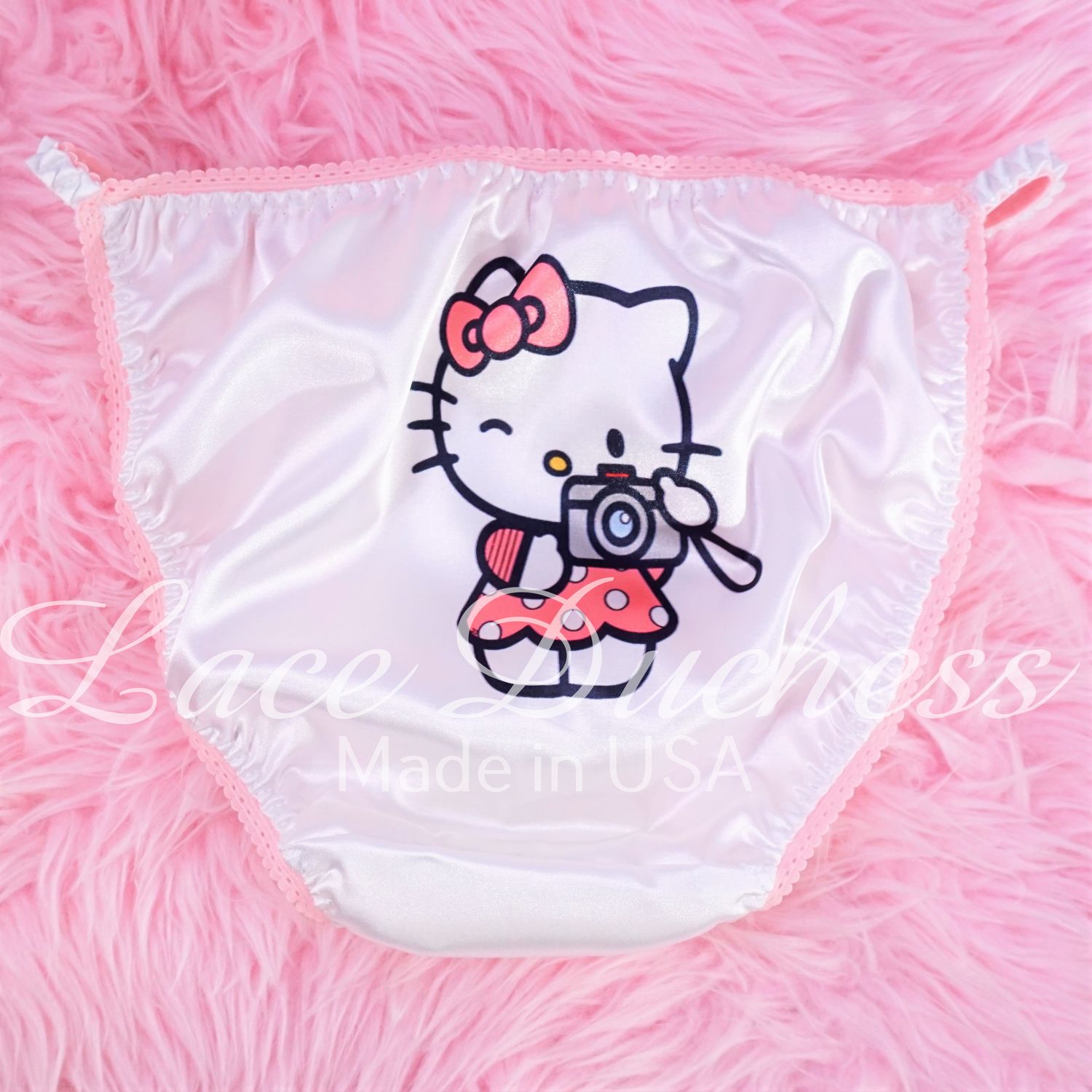 Sissy Satin Kawaii Cat Panties - Rare Little Cat 9 Prints! Satin string bikini panties - Men's & Women's - 3 Cut Options!