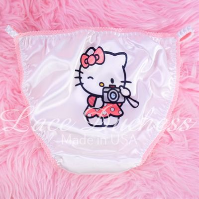 Sissy Satin Kawaii Cat Panties - Rare Little Cat 9 Prints! Satin string bikini panties - Men's & Women's - 3 Cut Options!